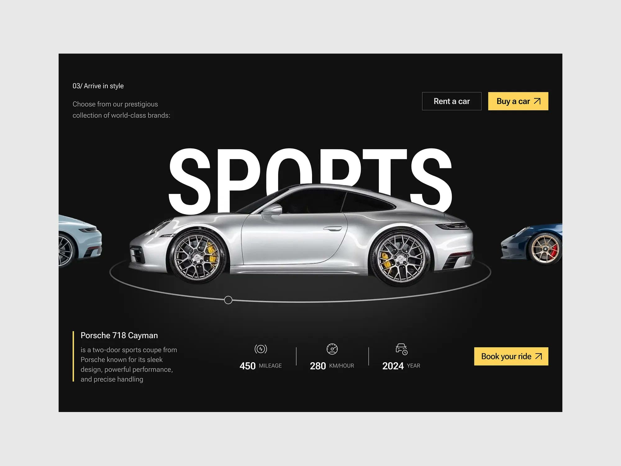 Porsche 911, landing page design, view 1