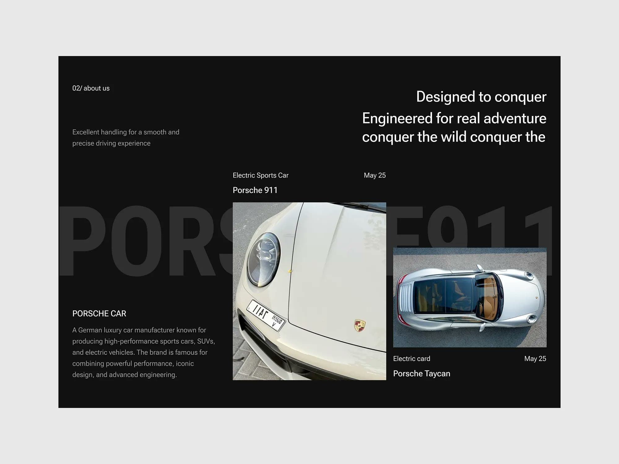 Porsche 911, landing page design, view 3