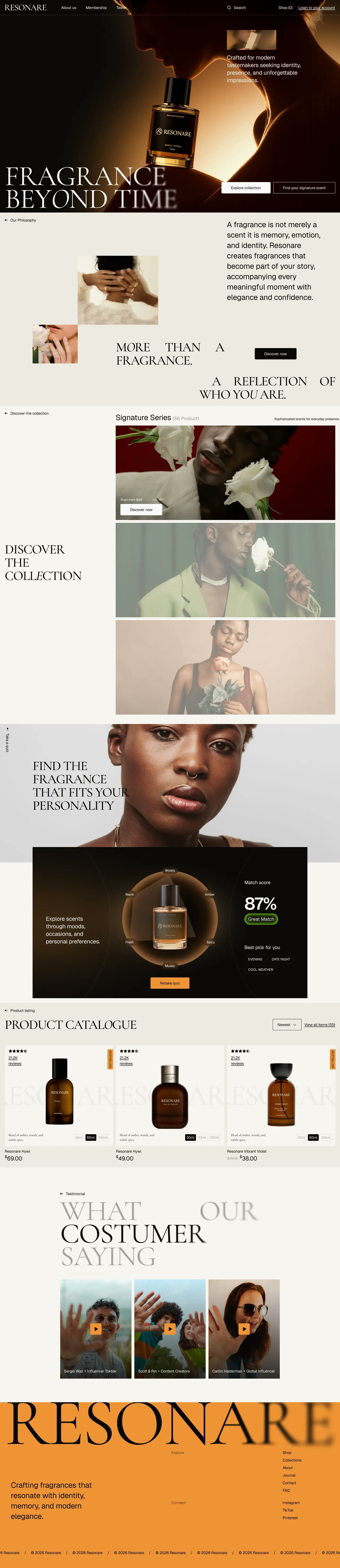 Resonare, e-commerce design, view 1