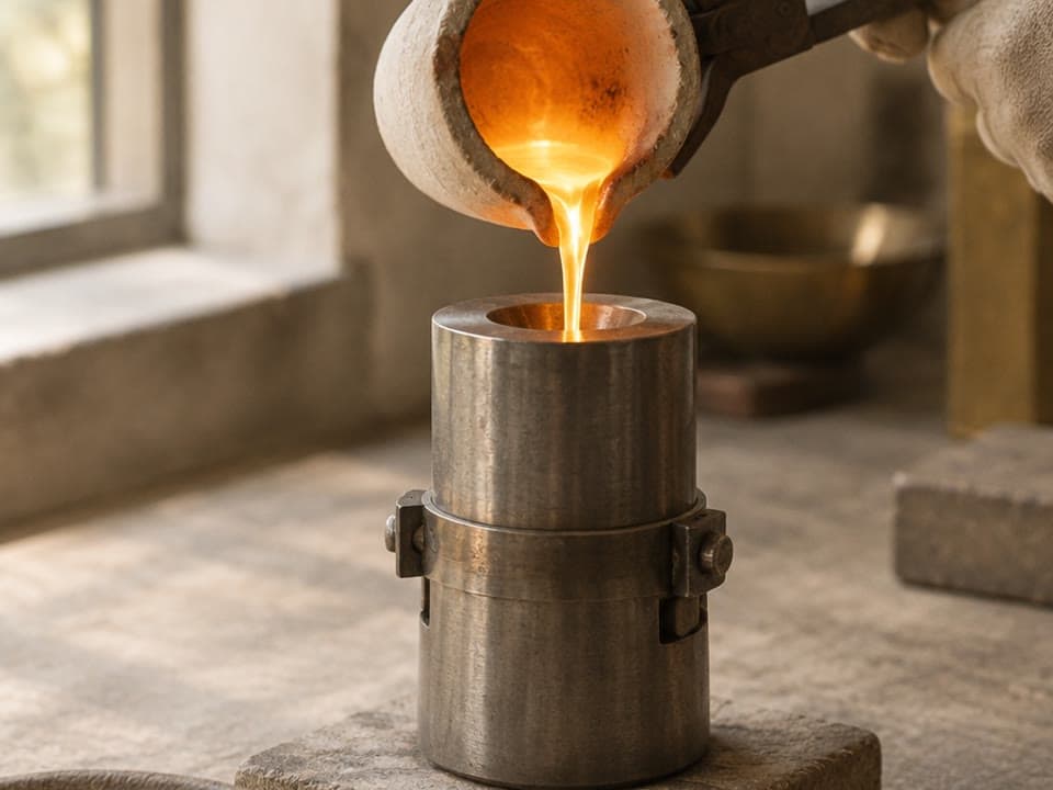 Gold being poured into a mould, from the Oriel concept