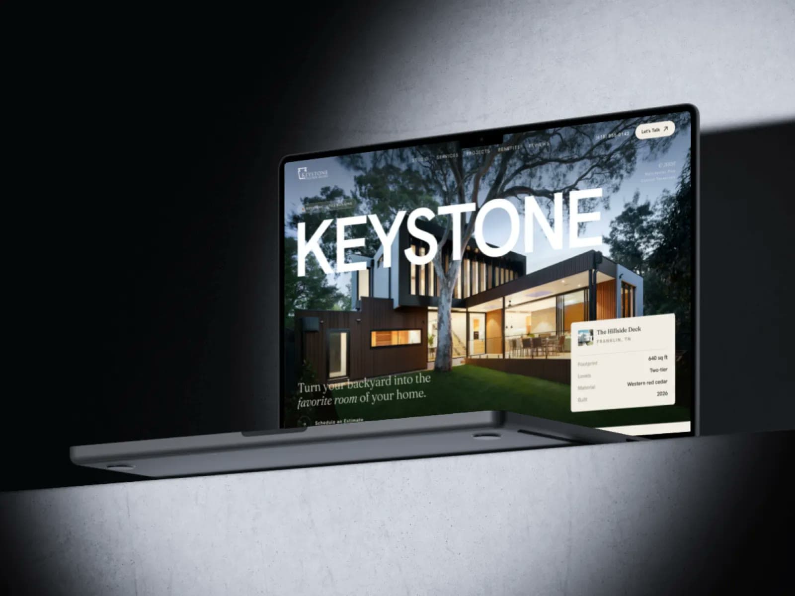 Keystone, landing page design, view 1