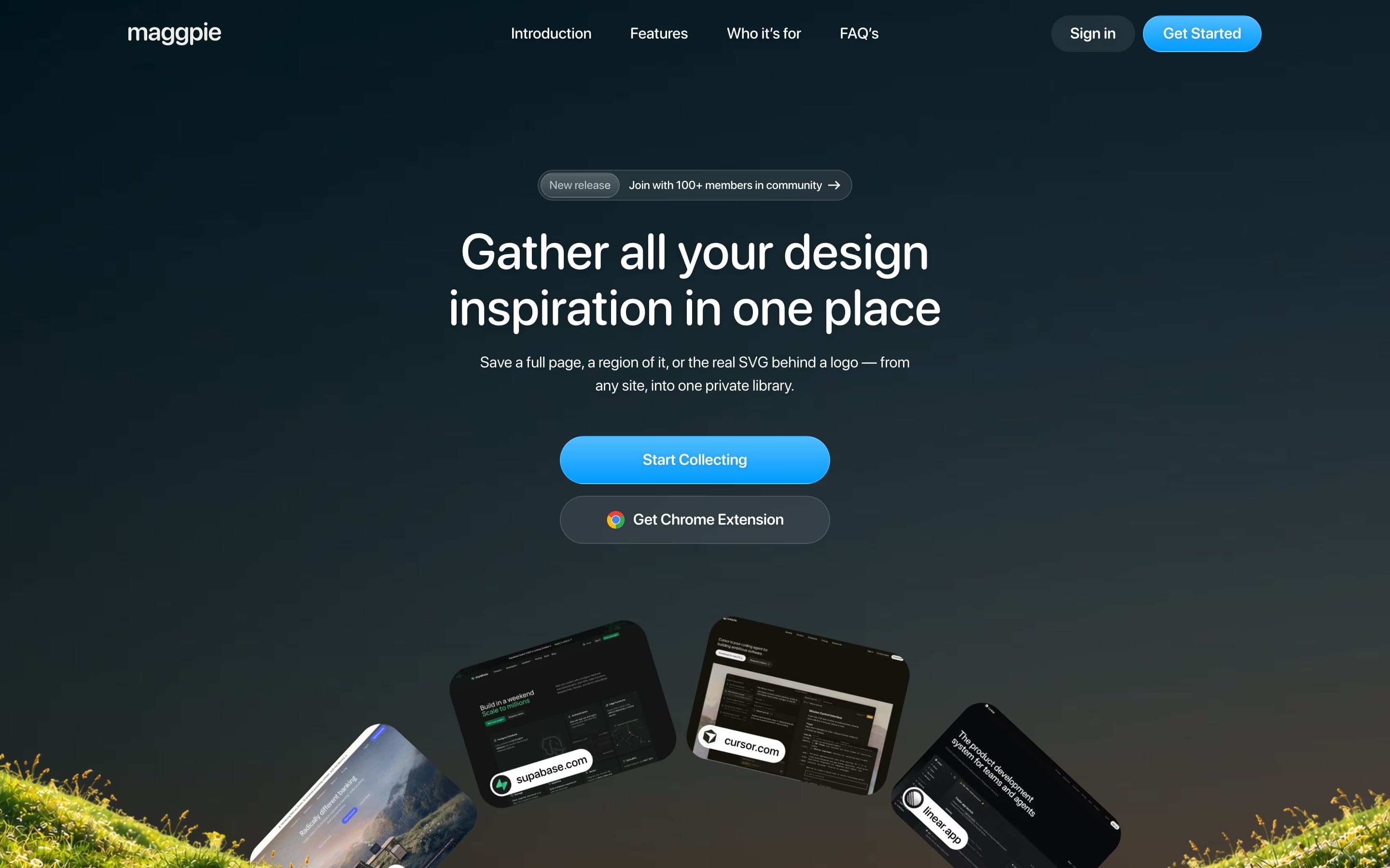 Maggpie, Web App · Landing Page