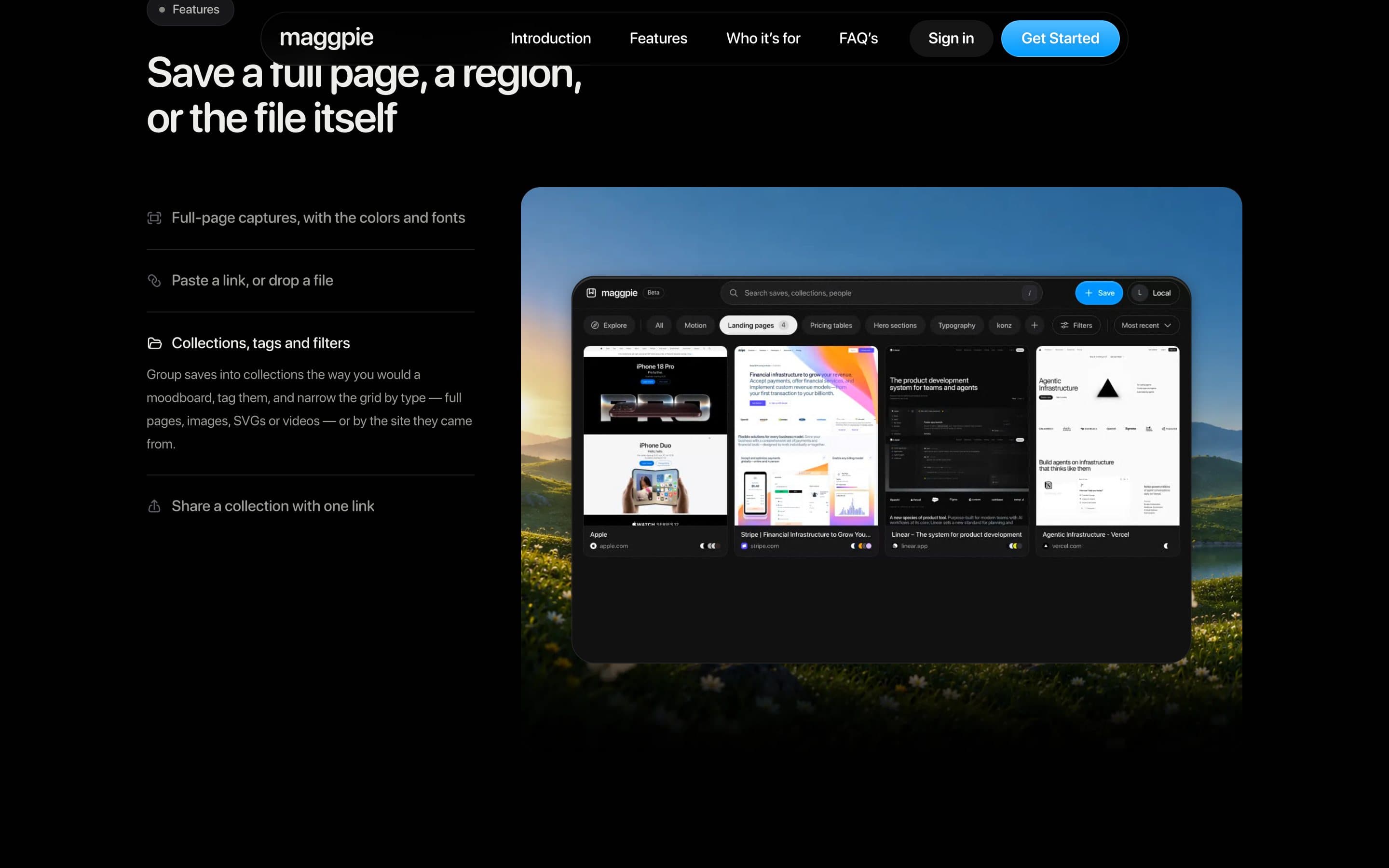 Maggpie page section