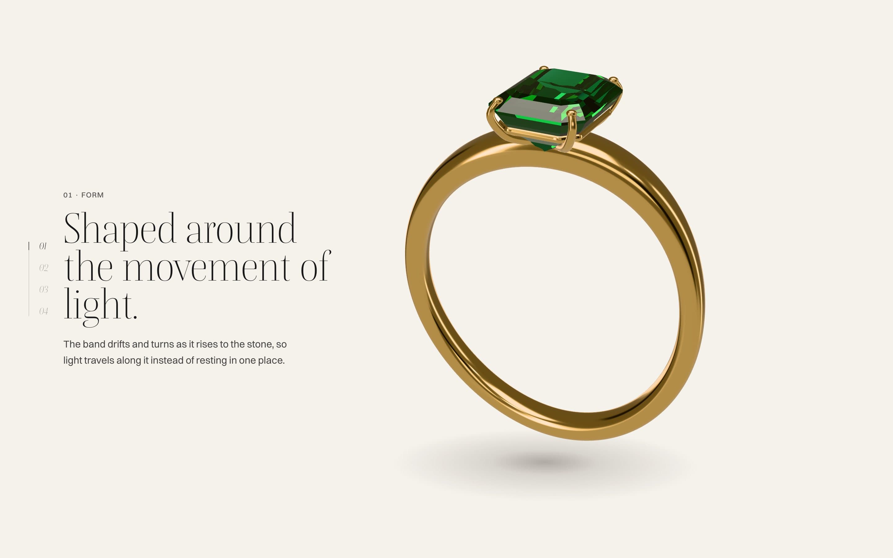 The ring in profile beside the first chapter of the scroll story