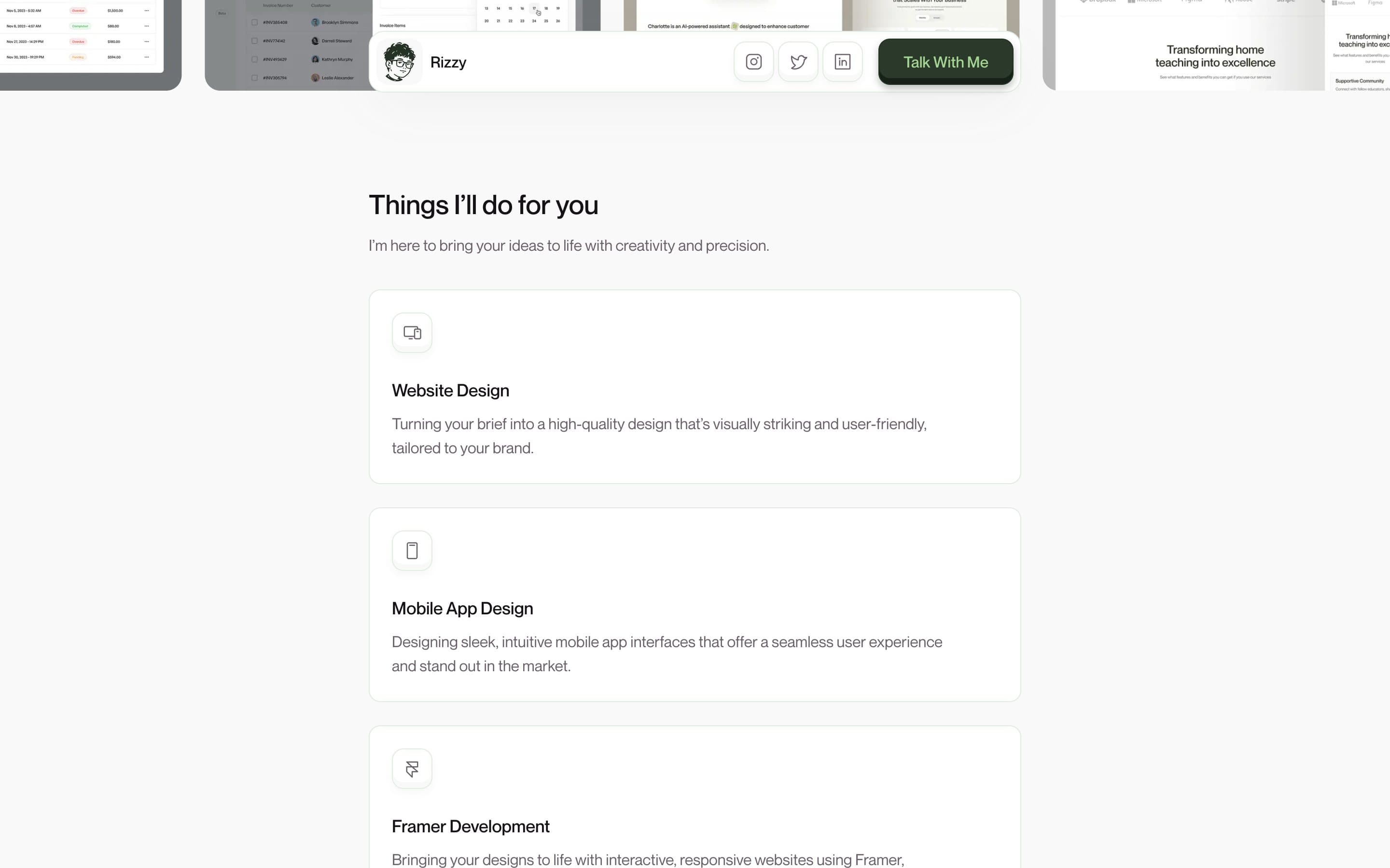 Services section