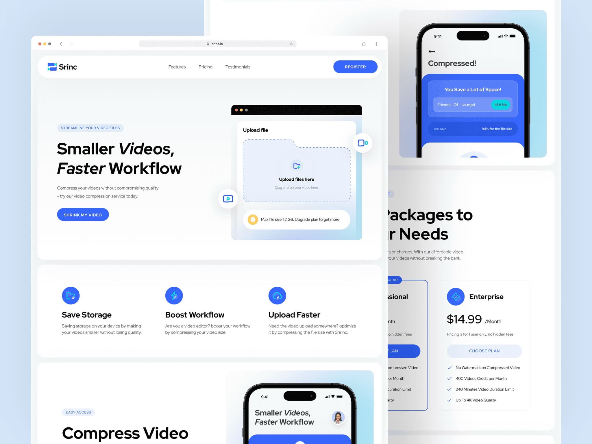 Srinc, Web App · Landing Page