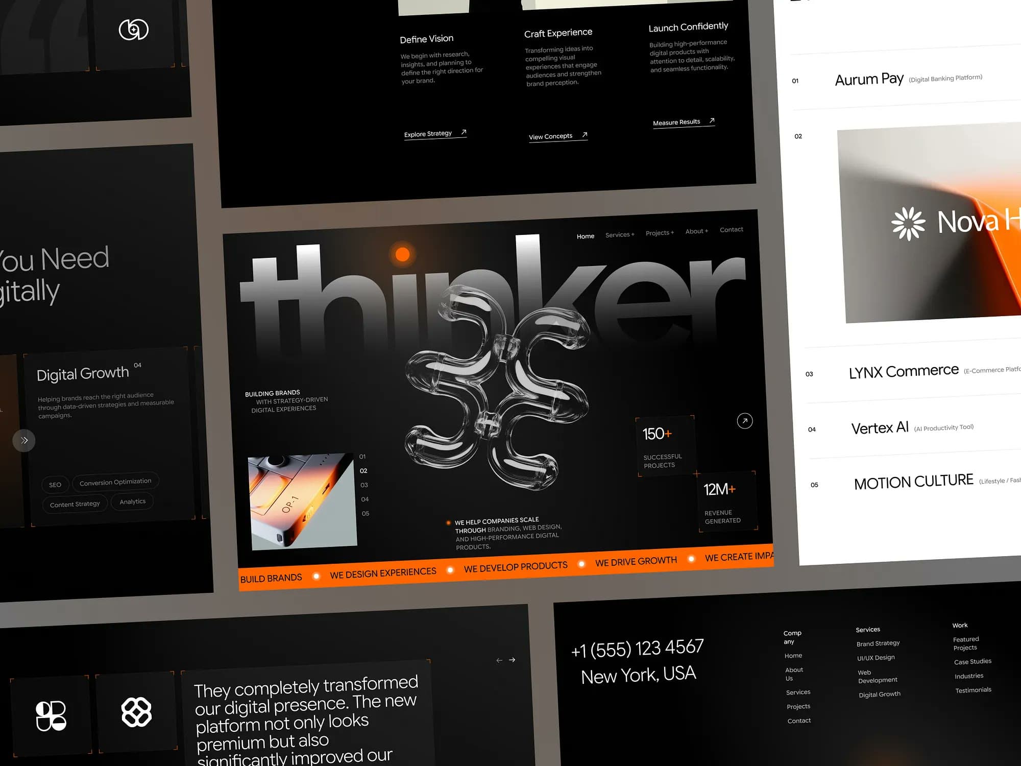 Thinker, landing page design, view 2