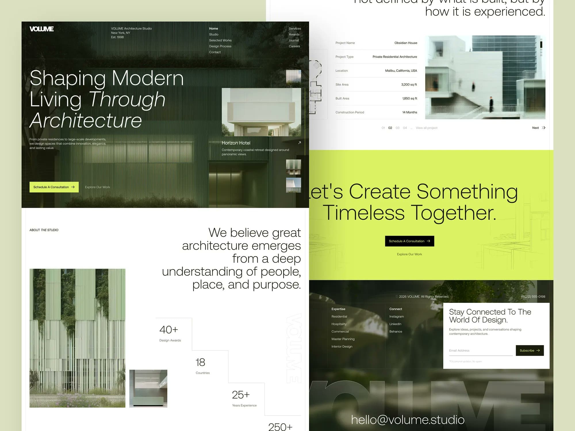 Volume, landing page design, view 3